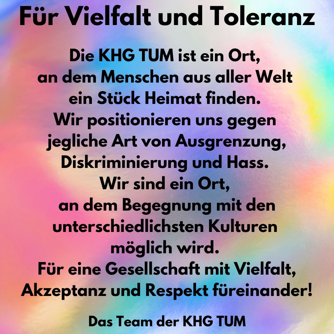 KHG TUM - Statement für Vielfalt und Toleranz